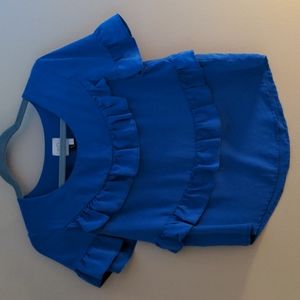 100% silk blue fringe blouse